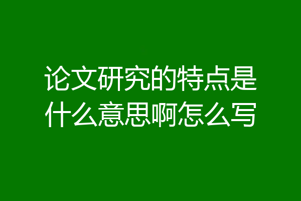 论文研究的特点是什么意思啊怎么写