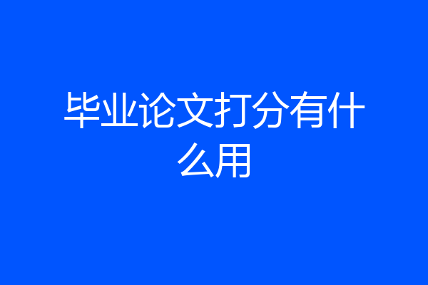 毕业论文打分有什么用