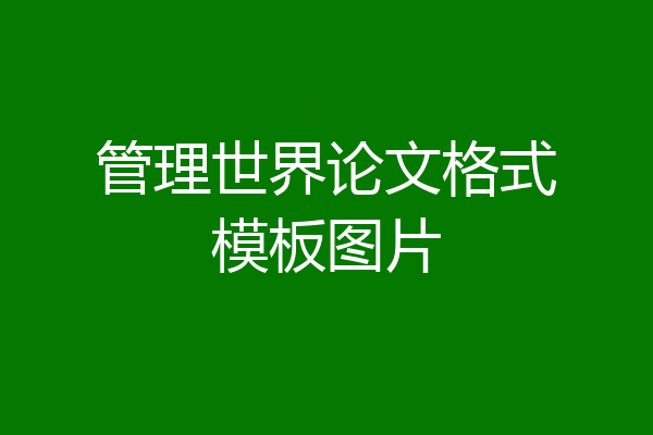 管理世界论文格式模板图片