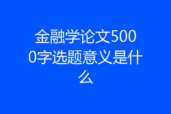 金融学论文5000字选题意义是什么
