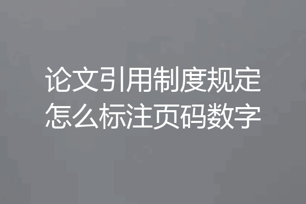 论文引用制度规定怎么标注页码数字