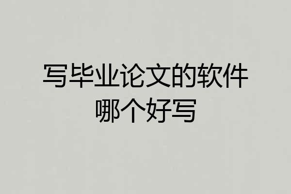 写毕业论文的软件哪个好写