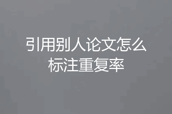 引用别人论文怎么标注重复率