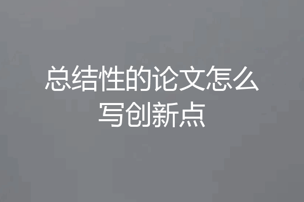 总结性的论文怎么写创新点
