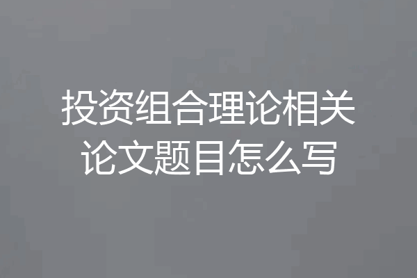 投资组合理论相关论文题目怎么写