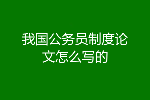 我国公务员制度论文怎么写的