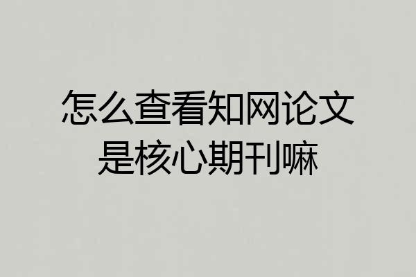 怎么查看知网论文是核心期刊嘛