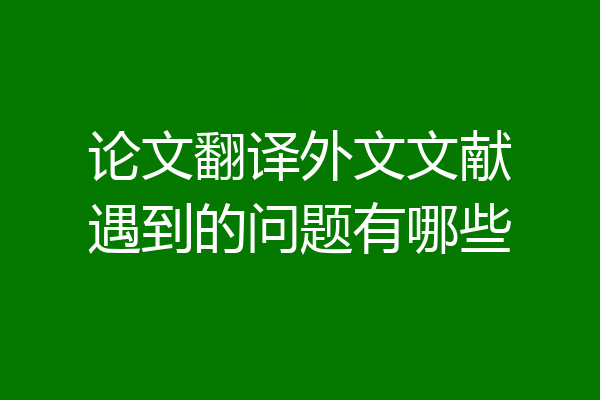 论文翻译外文文献遇到的问题有哪些