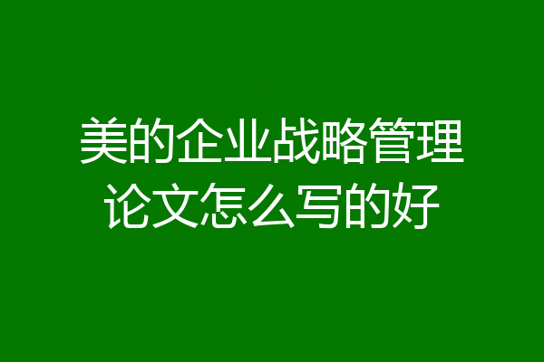 美的企业战略管理论文怎么写的好