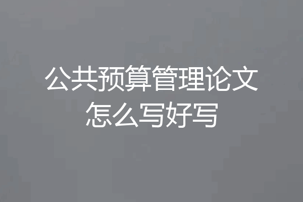 公共预算管理论文怎么写好写