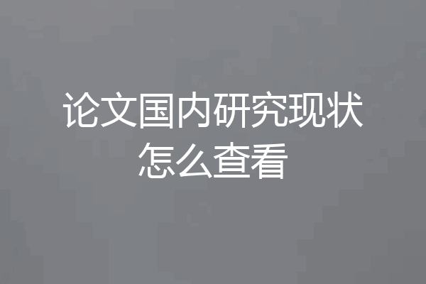 论文国内研究现状怎么查看