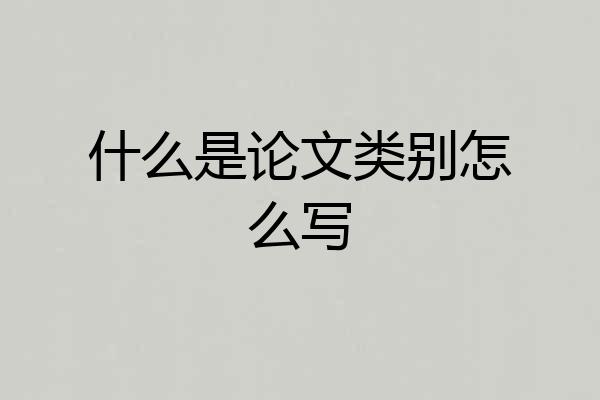 什么是论文类别怎么写