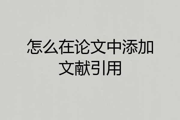 怎么在论文中添加文献引用