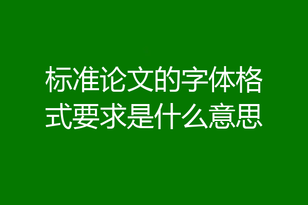 标准论文的字体格式要求是什么意思