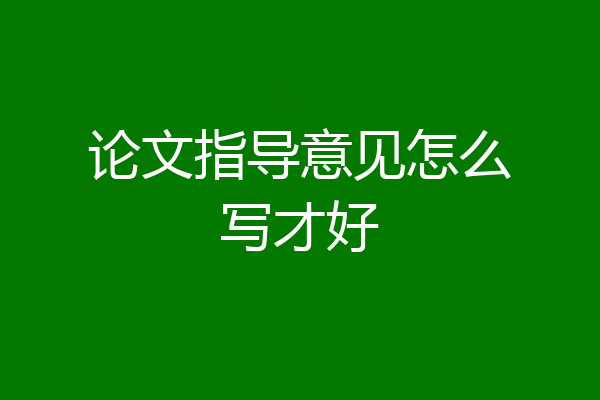 论文指导意见怎么写才好