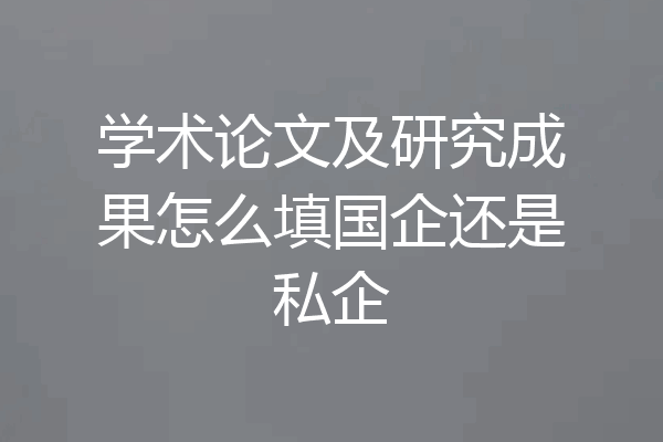 学术论文及研究成果怎么填国企还是私企