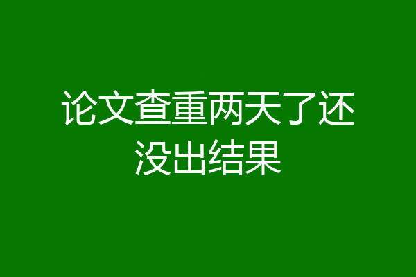 论文查重两天了还没出结果