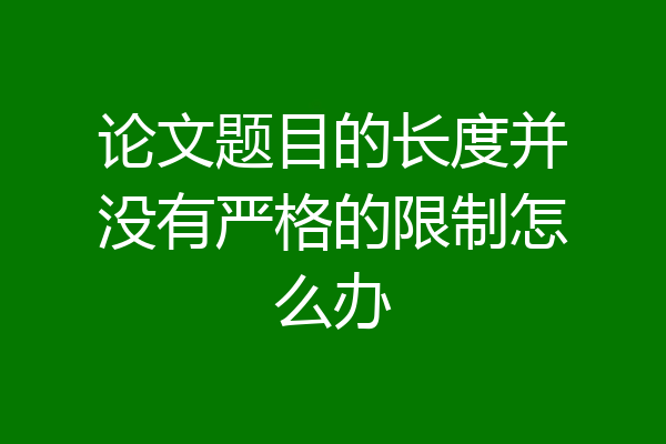 论文题目的长度并没有严格的限制怎么办