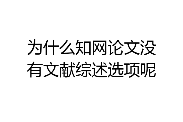 为什么知网论文没有文献综述选项呢