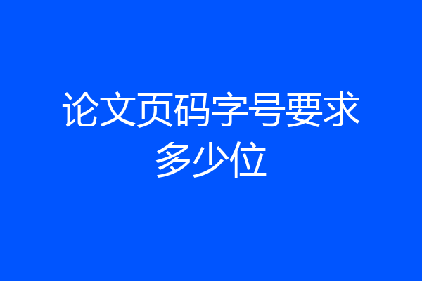 论文页码字号要求多少位