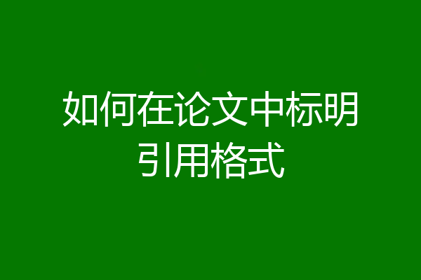 如何在论文中标明引用格式