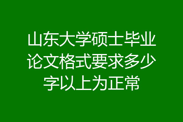 山东大学硕士毕业论文格式要求多少字以上为正常