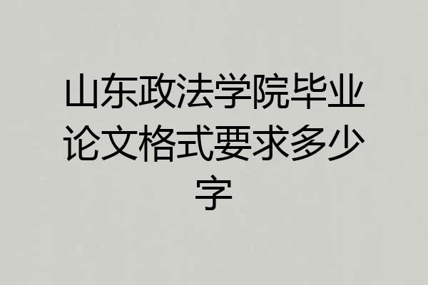 山东政法学院毕业论文格式要求多少字