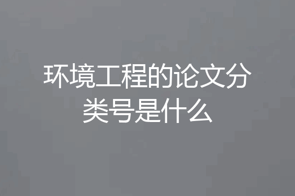 环境工程的论文分类号是什么