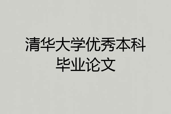 清华大学优秀本科毕业论文