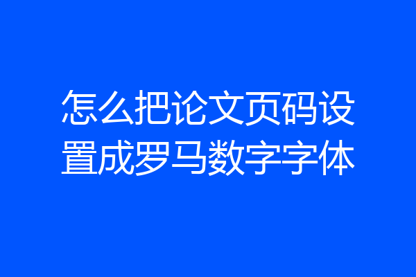 怎么把论文页码设置成罗马数字字体
