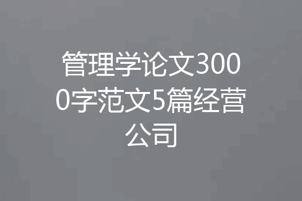 管理学论文3000字范文5篇经营公司