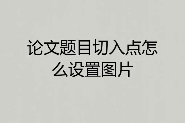 论文题目切入点怎么设置图片