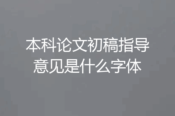本科论文初稿指导意见是什么字体