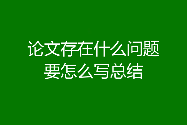 论文存在什么问题要怎么写总结