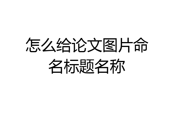怎么给论文图片命名标题名称