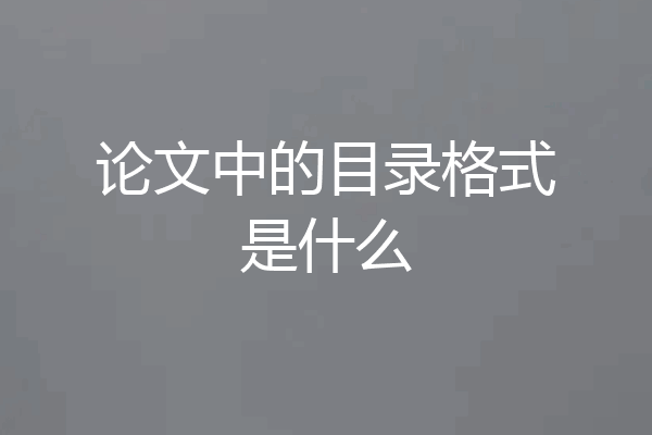 论文中的目录格式是什么