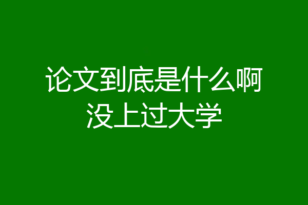 论文到底是什么啊没上过大学