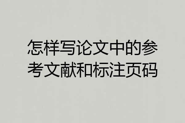 怎样写论文中的参考文献和标注页码