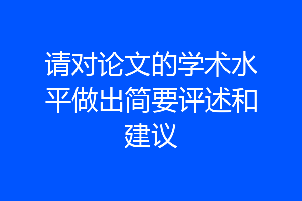 请对论文的学术水平做出简要评述和建议