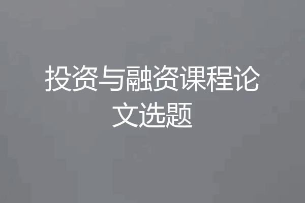 投资与融资课程论文选题