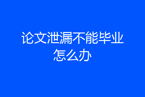 论文泄漏不能毕业怎么办