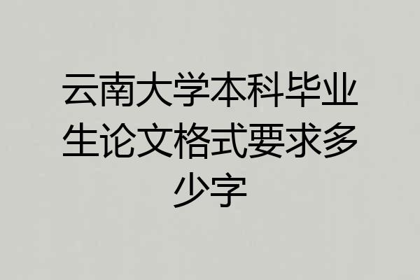 云南大学本科毕业生论文格式要求多少字