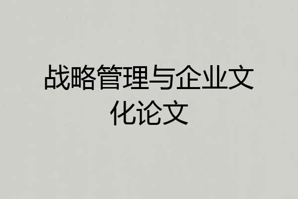 战略管理与企业文化论文