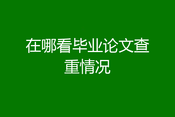 在哪看毕业论文查重情况