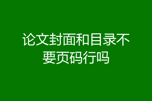 论文封面和目录不要页码行吗