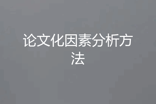 论文化因素分析方法
