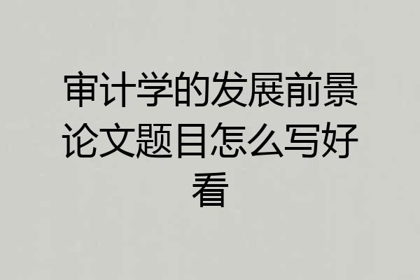 审计学的发展前景论文题目怎么写好看