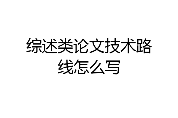 综述类论文技术路线怎么写