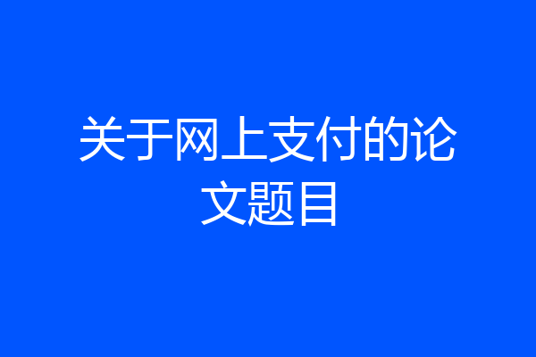 关于网上支付的论文题目
