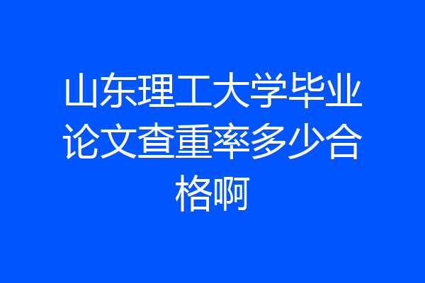 山东理工大学毕业论文查重率多少合格啊